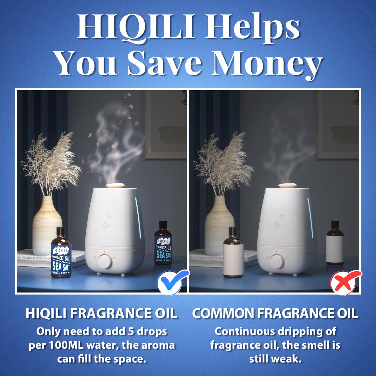 HIQILI Sea Salt Essential Oil 100ml – Fragrance Oil for Candles, Soap, Diffusers | 3.38 fl oz