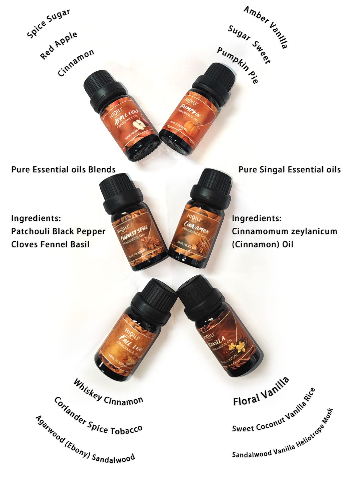 HIQILI Spice Fragrance Oil 6x10ml - Cinnamon Pumpkin Harvest