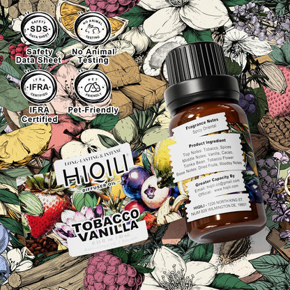 HIQILI Tobacco Vanilla Fragrance Oil – Diffuser & Humidifier Refill, Hotel-Grade Scent, 0.34 fl oz