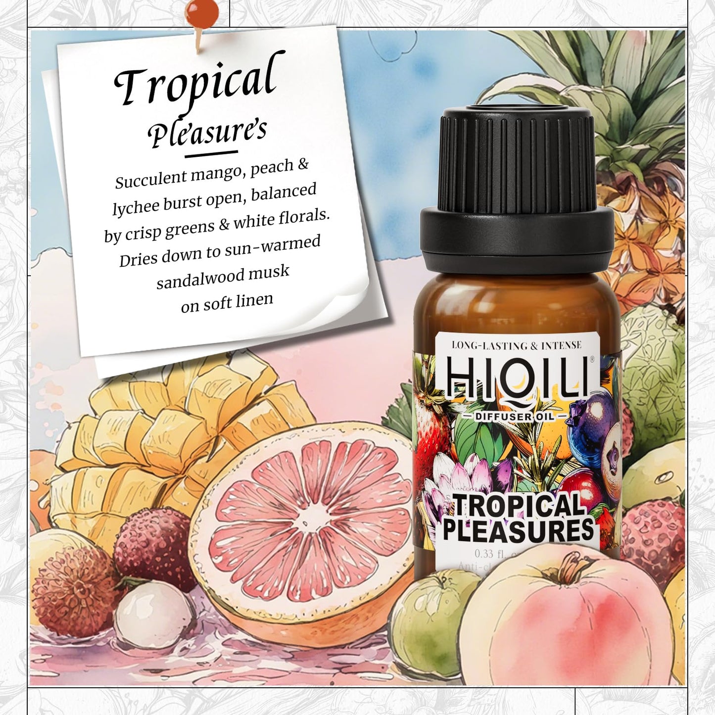 HIQILI Tropical Pleasures Diffuser Oil – Water & Waterless Diffusers | 0.34 fl oz
