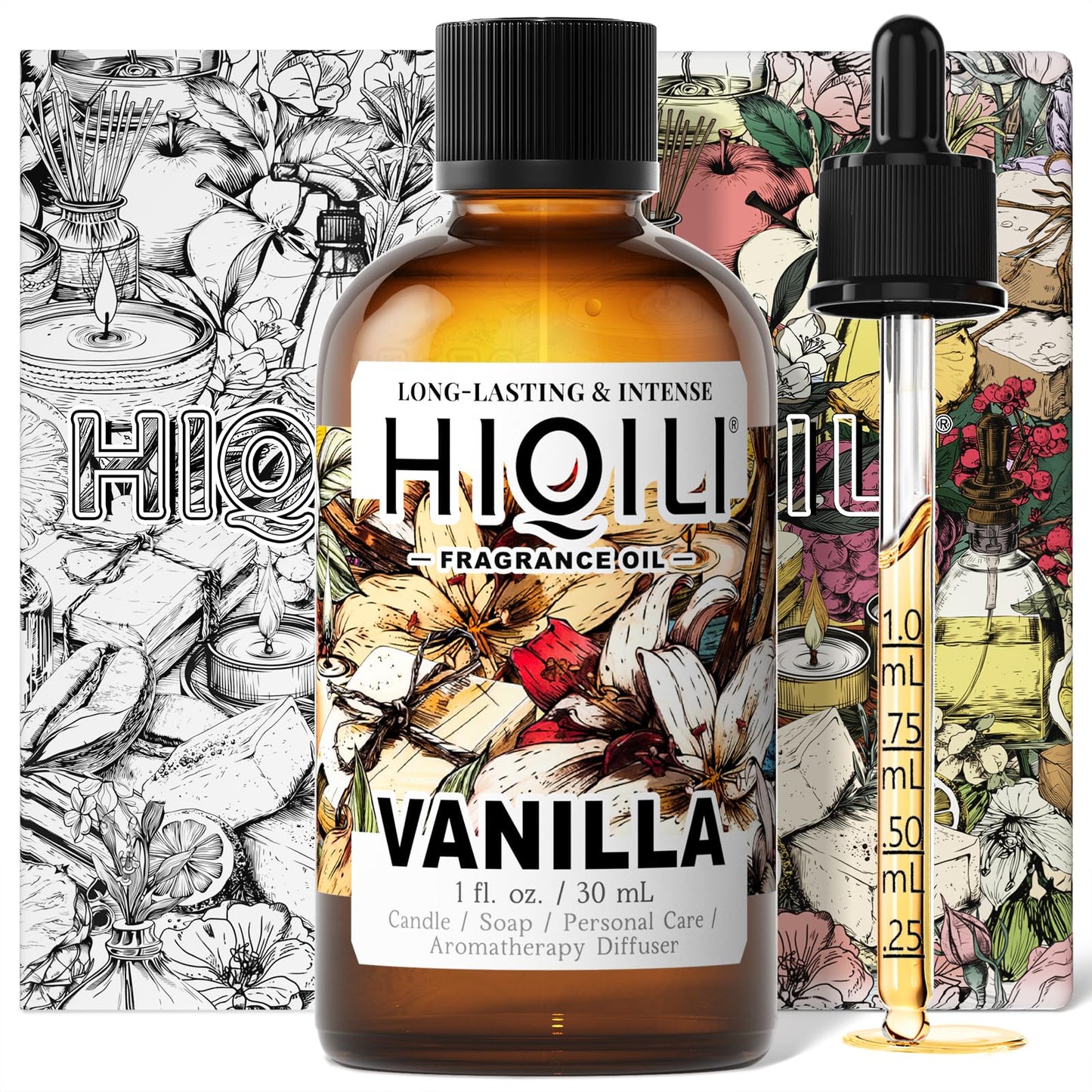 HIQILI Vanilla Fragrance Oil – Body Spray, Diffuser, Candle & Soap (1 Fl Oz)