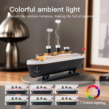 HIROGA Titanic Humidifier 250ml – Ultrasonic Diffuser with Remote, 7 LED Lights, 2 Mist Modes & Auto Shut-Off (Black/White)