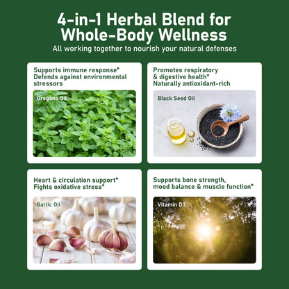 HiWell Oil of Oregano with Black Seed Oil – 55% Carvacrol & Thymoquinone, 60-Day Non-GMO Immune Support