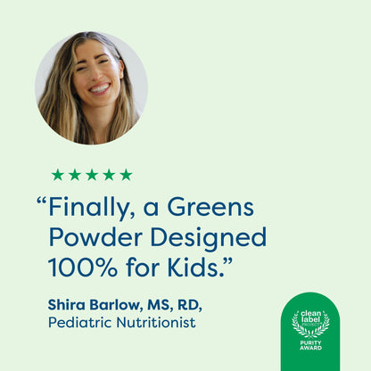 HIYA Kids Greens Powder Sticks – 55 Whole-Food Ingredients & Vanilla Flavor