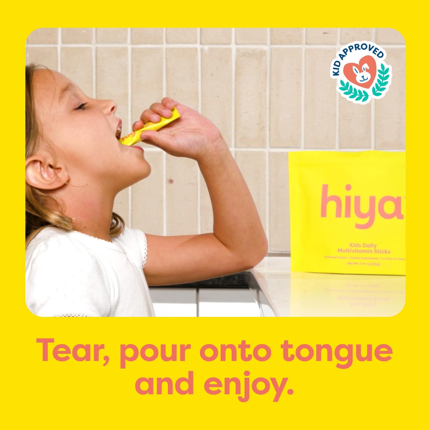 Hiya Kids Multivitamin – 15+ Vitamins for Ages 2+ | 0g Sugar | 20 Sticks