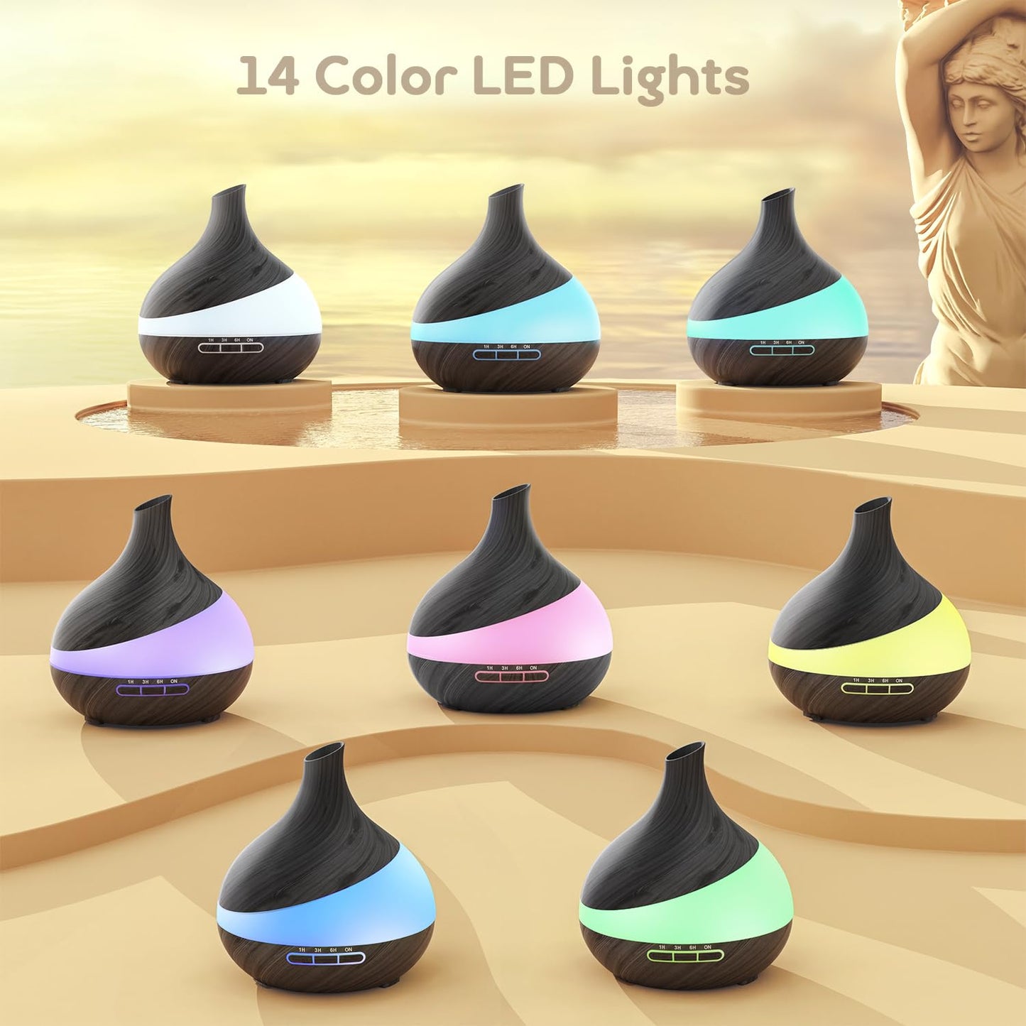 HJTHJT 500ML Essential Oil Diffuser with Remote – 14-Color LED Night Light