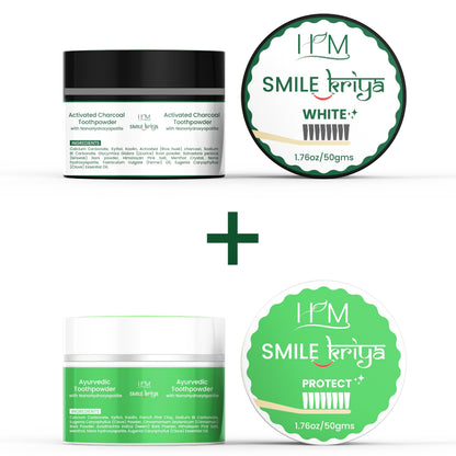 HM Smile Kriya Ayurvedic Toothpowder Duo (Pack of 2) | Whitens Teeth Naturally, Remineralizes Enamel, Strengthens Gums