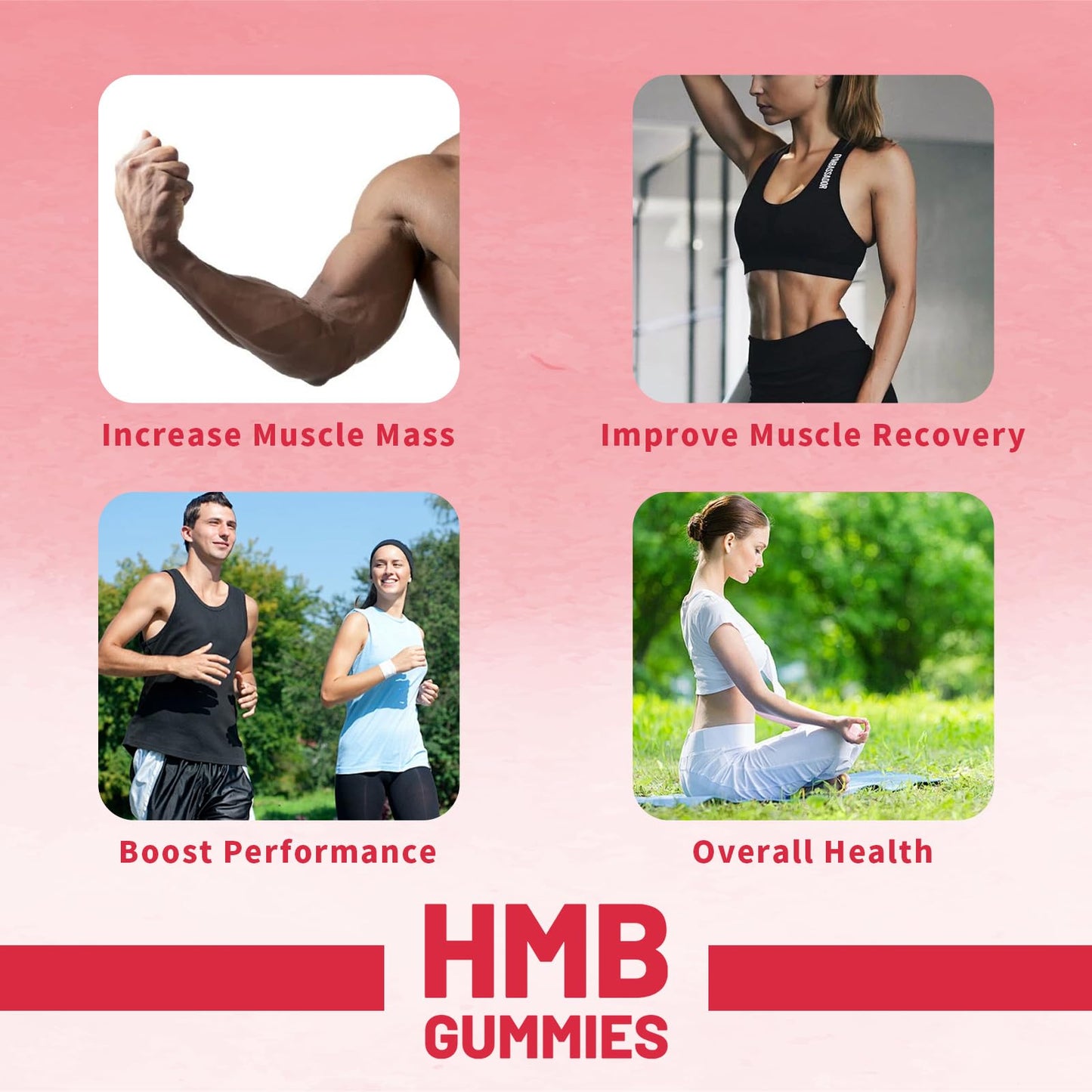 HMB & Leucine Gummies for Men & Women - Sugar Free Peach 90 Gummies