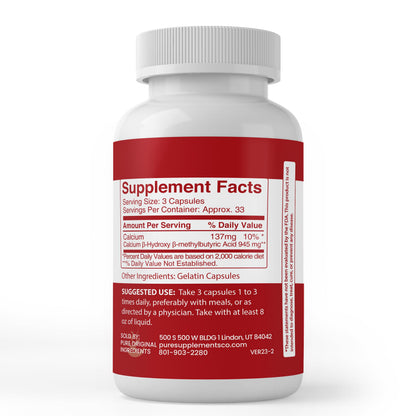 Pure Original HMB Capsules (100) – Lab Verified, No Additives or Fillers