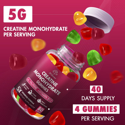 HMone Creatine Monohydrate Gummies – 5g per Serving (Creapure), 160 Count, Vegan & Sugar Free