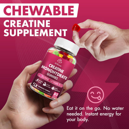 HMone Creatine Monohydrate Gummies – 5g per Serving (Creapure), 160 Count, Vegan & Sugar Free
