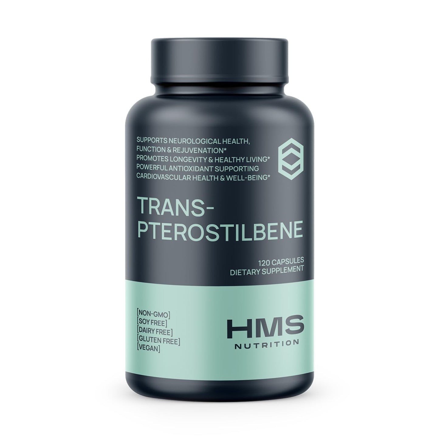 HMS Nutrition Potent Trans-Pterostilbene 200mg | 120 Vegan Capsules | Gluten, Soy & Dairy Free