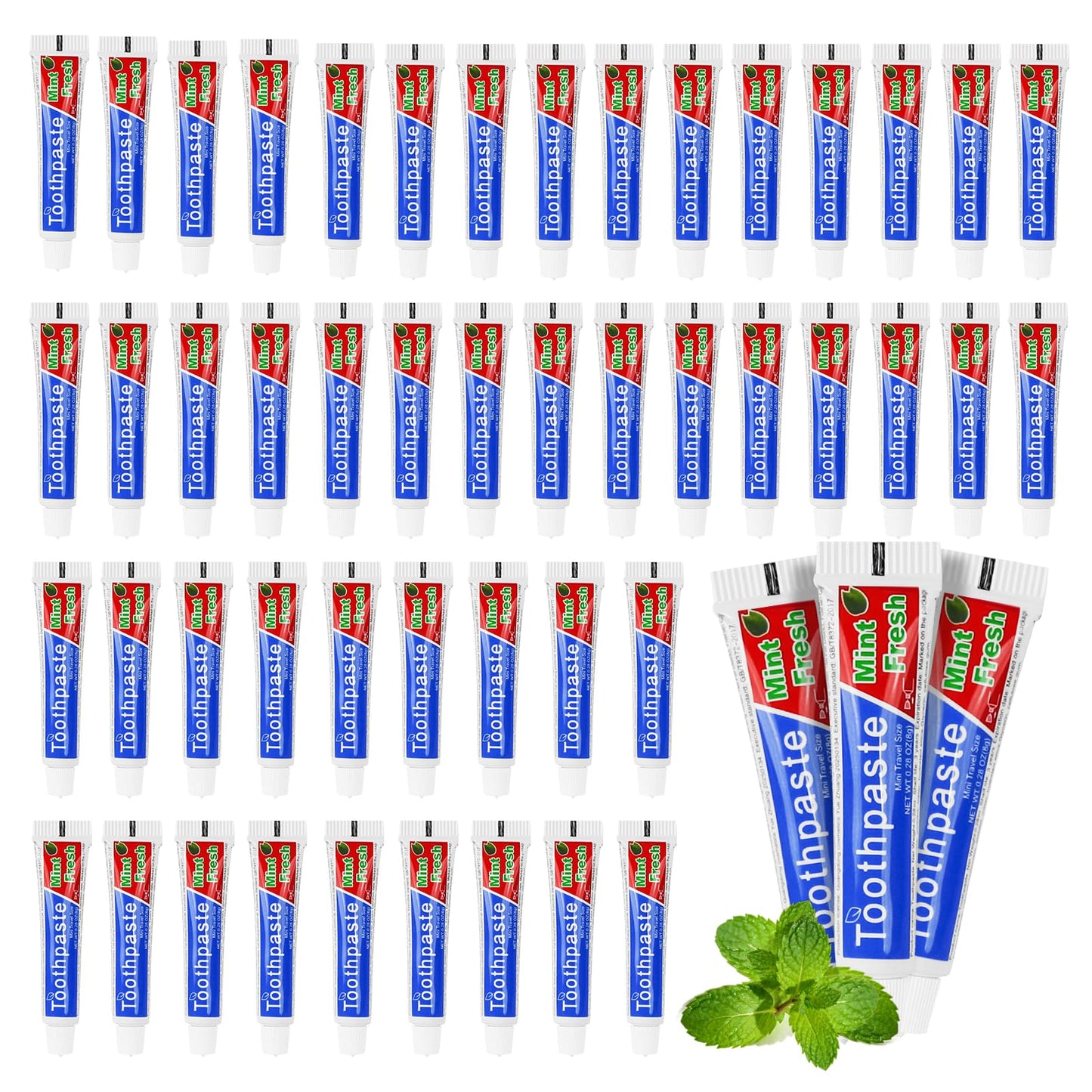 HOIQIRY 0.28 oz Travel Size Toothpaste Bulk — 30 Mint Mini Tubes, Single-Use