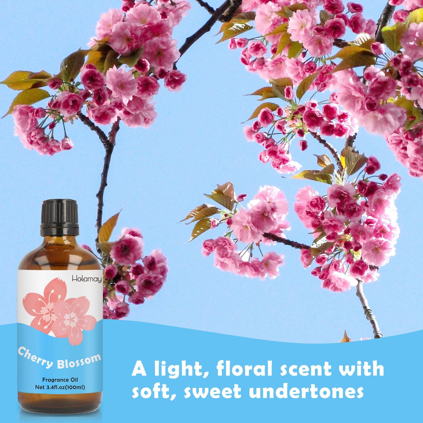 Holamay Cherry Blossom Fragrance Oil 100 ml – Premium Floral Fragrance for Candles, Soaps & Diffusers