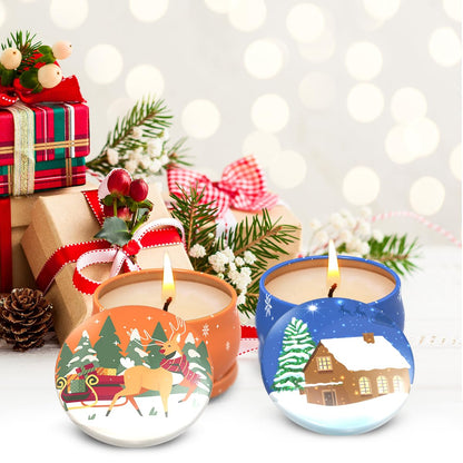 Scented Soy Wax Candles Gift Set – 13.5oz Jar + 4x2.5oz Tin