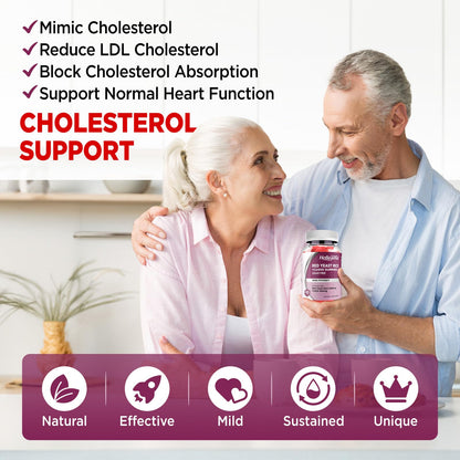 Hollgend Red Yeast Rice with CoQ10 Gummies - Sugar Free, Organic 2400mg Red Yeast Rice + 200mg CoQ10, 60 Chewables