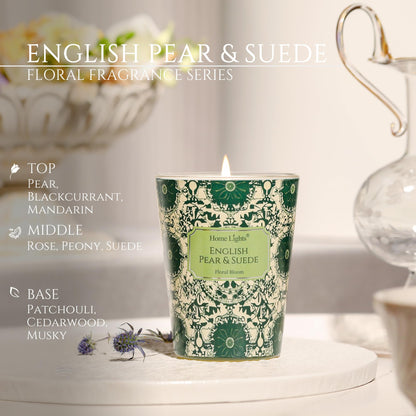HomeLights English Pear & Suede Soy Wax Candle – 6.7oz, 1-Wick