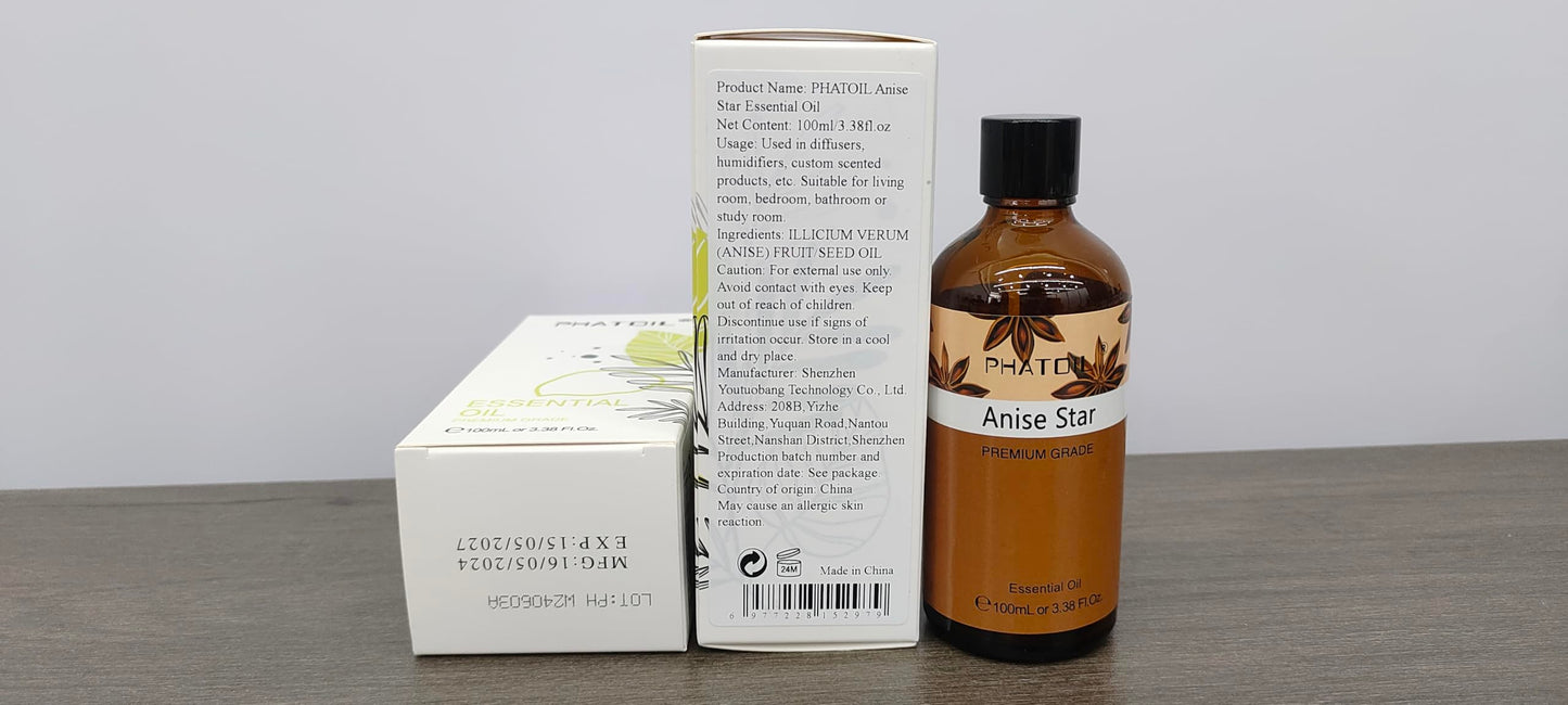 Anise Star Essential Oil 100ml | PHATOIL Aromatherapy for Diffuser & DIY