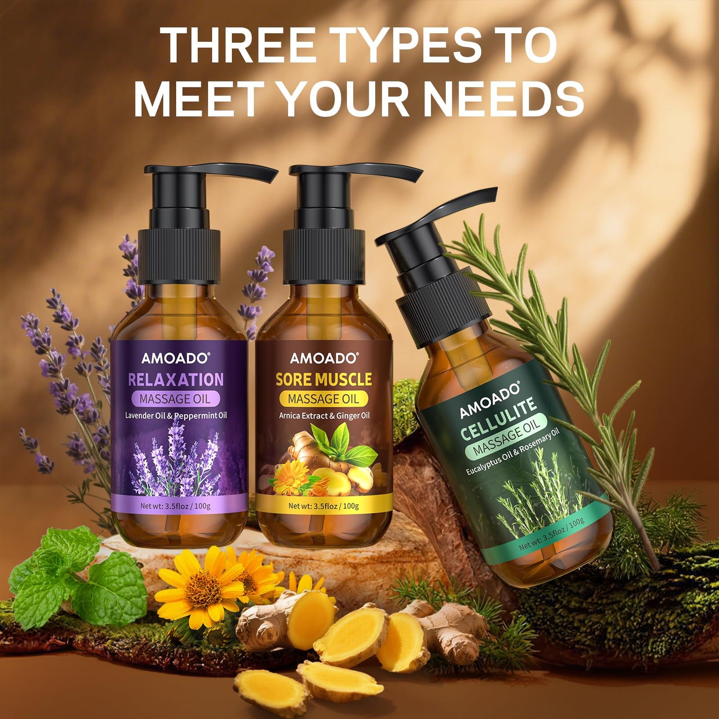 Massage Oil Gift Set – Arnica, Eucalyptus & Lavender, 10.5oz