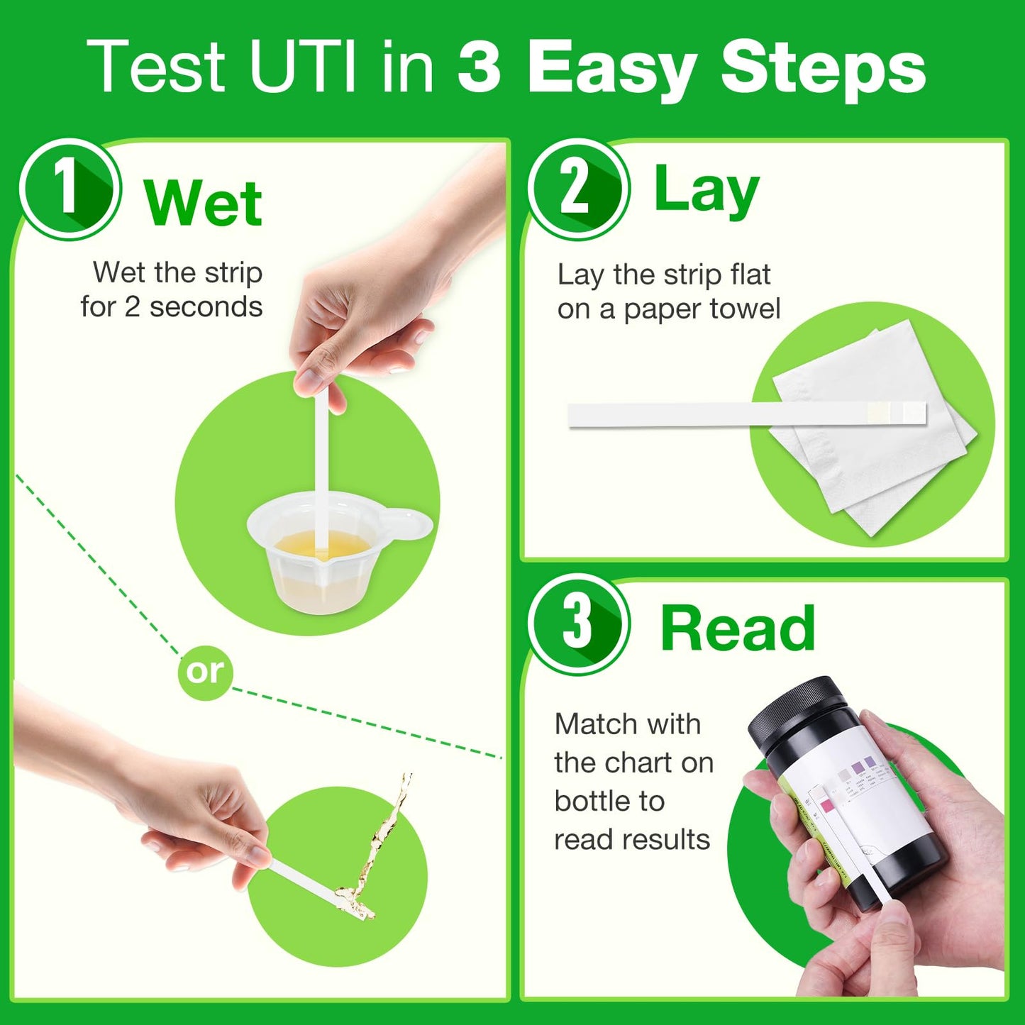 Easy@Home 50ct UTI Test Strips – At-Home Urinalysis for Women | Highly Accurate UTI Testing