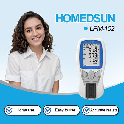 HOMEDSUN HSLPM-102 Portable Cholesterol Testing Kit – 4-in-1 Lipid Analyzer (TC/HDL/LDL/Triglycerides)
