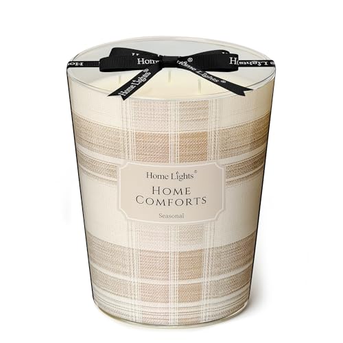 HomeLights Home Comforts Scented Candles – 34oz Soy, 3-Wick Large Jar (Rustic Modern Gift)