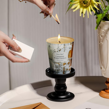 HomeLights Scented Candle – Cashmere Warm Vanilla, 6.7oz Soy Wax, Single Wick, Industrial Chic Home Decor & Gifts