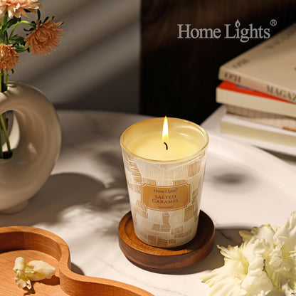 HomeLights Salted Caramel Soy Wax Candle – 6.7oz, 1-Wick, Aromatherapy Gift