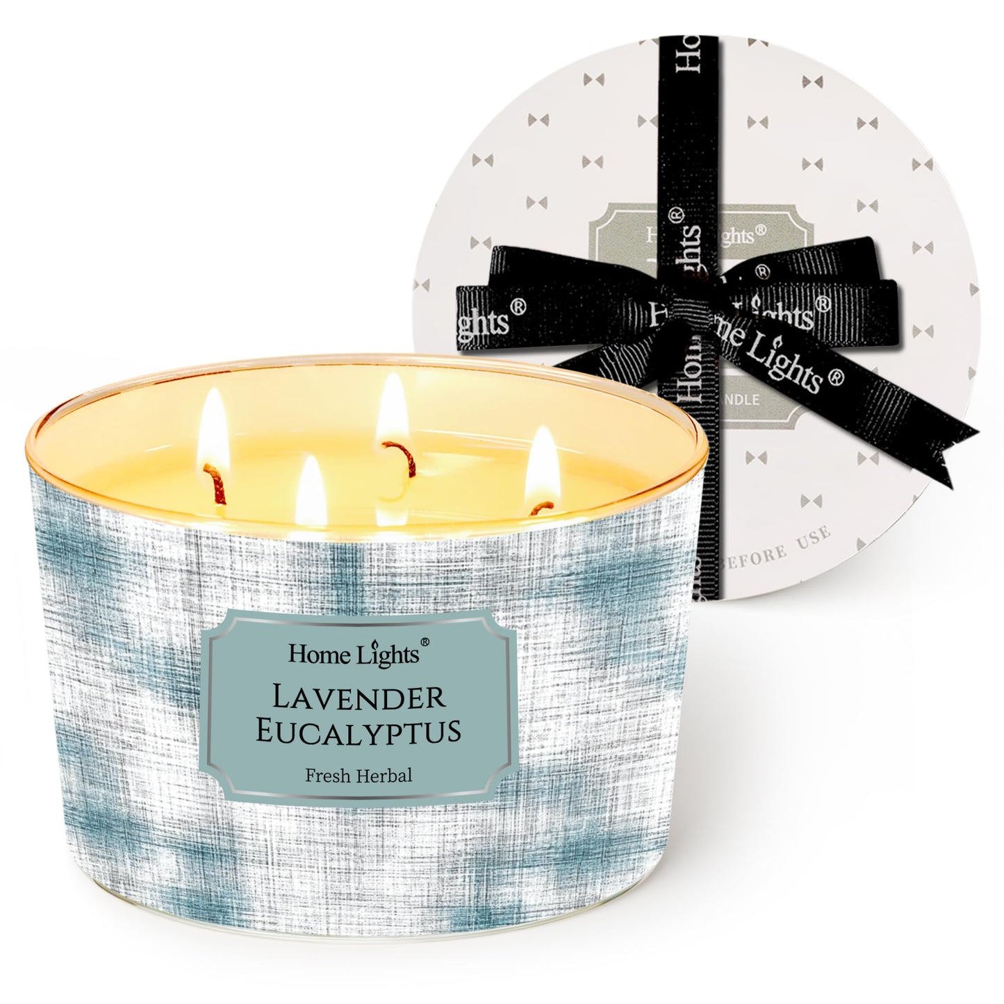 HomeLights Lavender Eucalyptus Soy Wax Candles | 4-Wick 18oz