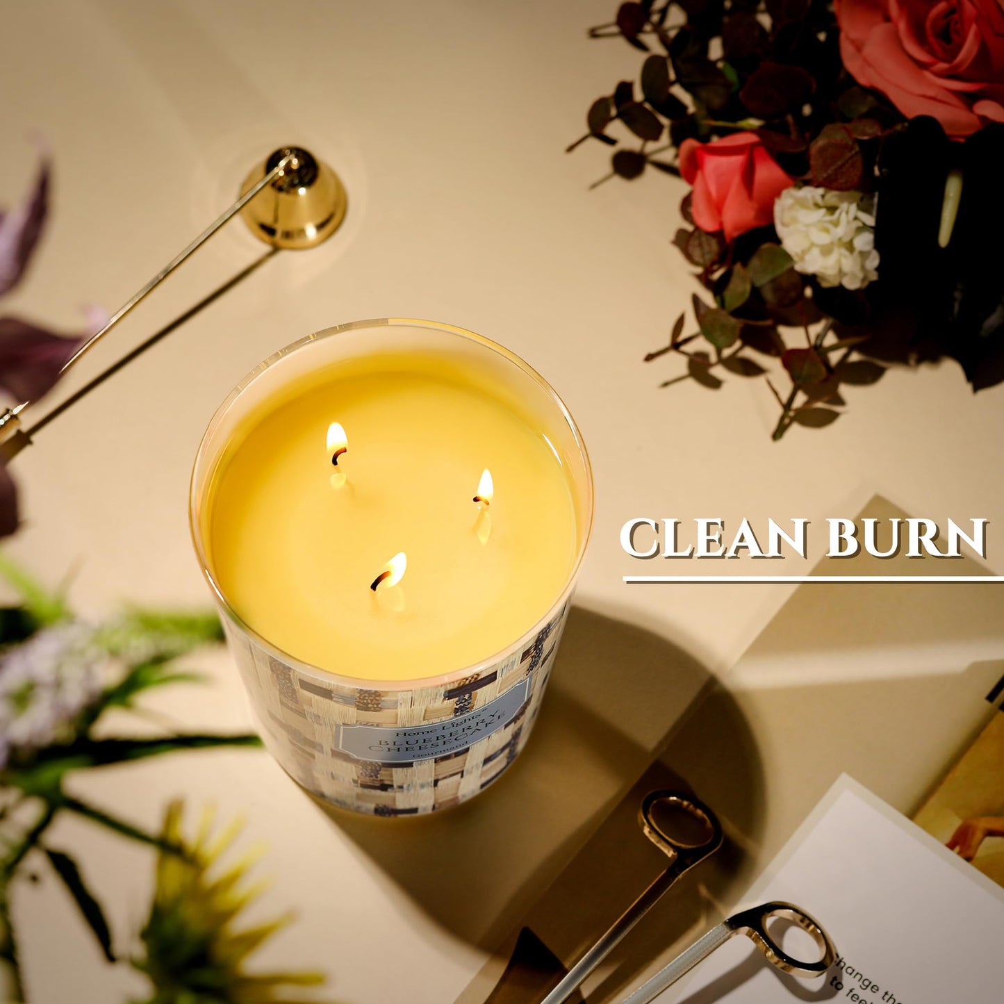 HomeLights 34oz Blueberry Cheesecake 3-Wick Candle | Aromatherapy & Rustic Modern Decor