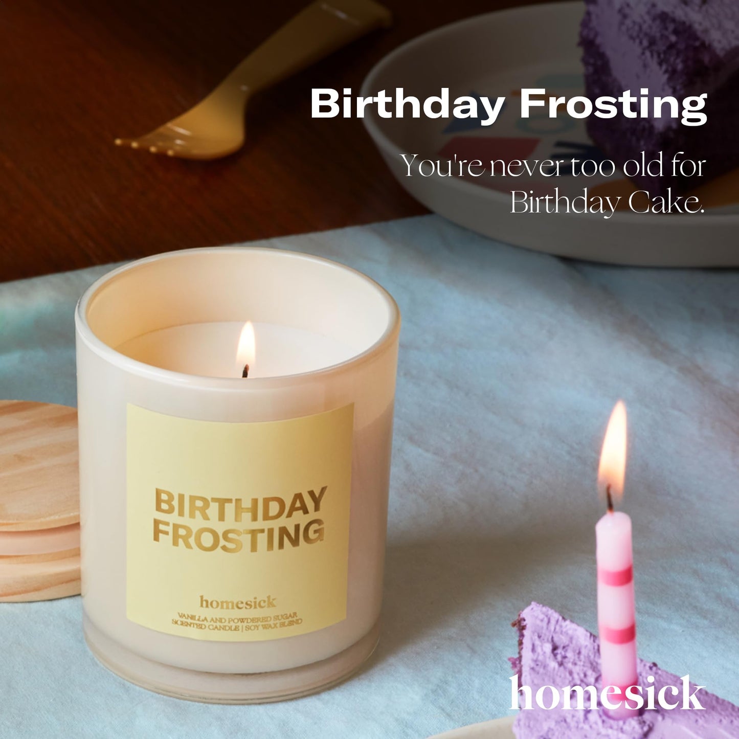 Homesick Birthday Frosting 7.5 oz Soy Candle – Long-Lasting Jar Candle Gift for Women & Men