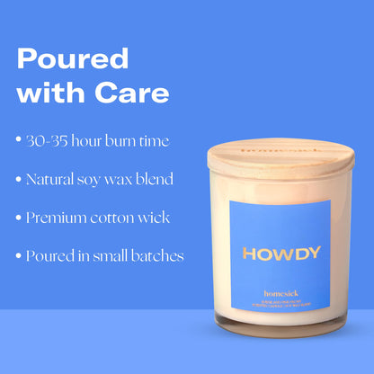 Homesick Howdy 7.5oz Candle – Pink Peony & Suede (Natural Soy Wax)
