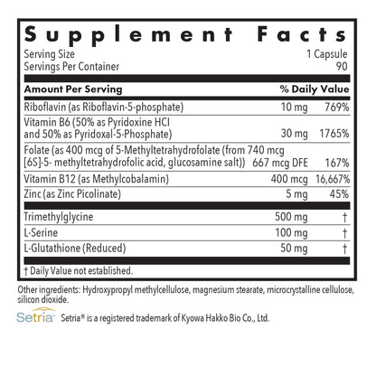 Allergy Research Group Homocysteine Plus Supplement | Setria Glutathione, B Complex, TMG | 90 Count