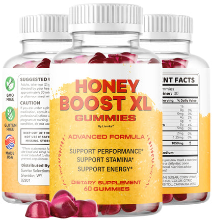 Honey Boost XL Gummies - Official Premium Men's Health Supplement | 60 Gummies