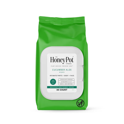 The Honey Pot Company Cucumber Aloe Feminine Wipes – Daily pH Balancing, Sulfate-Free