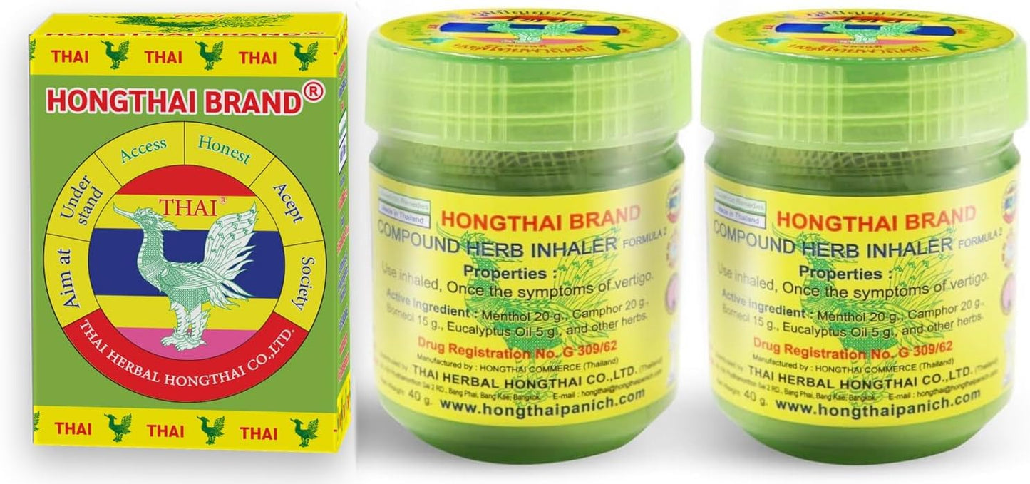 HONG THAI Compound Thai Herb Inhalant 10g Pack of 2 – Mood Enhancer & Relaxing Aroma