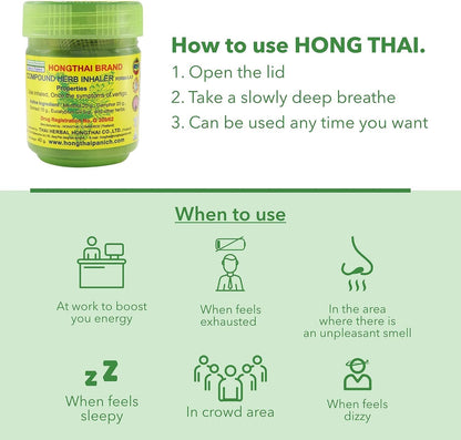 Hong Thai Traditional Thai Herbal Inhaler - Mood Enhancement & Relaxation