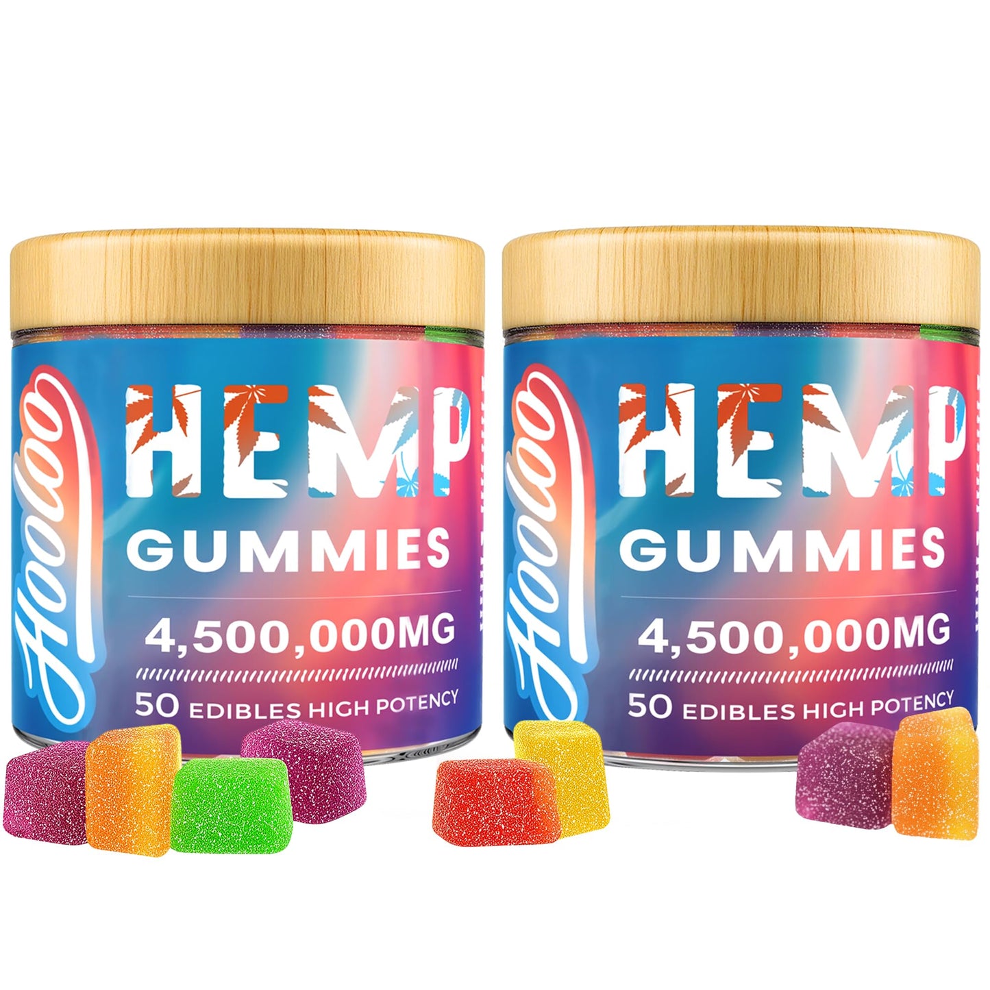 HOOLOO Hemp Gummies for Deep Bedtime Support – 2 Packs, 6 Fruity Flavors, Made in USA