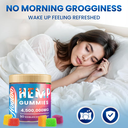 HOOLOO Hemp Gummies for Deep Bedtime Support – 2 Packs, 6 Fruity Flavors, Made in USA