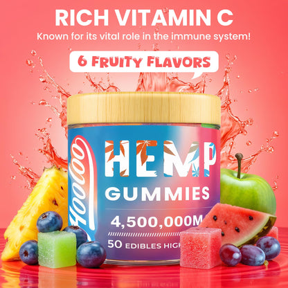 HOOLOO Hemp Gummies for Deep Bedtime Support – 2 Packs, 6 Fruity Flavors, Made in USA