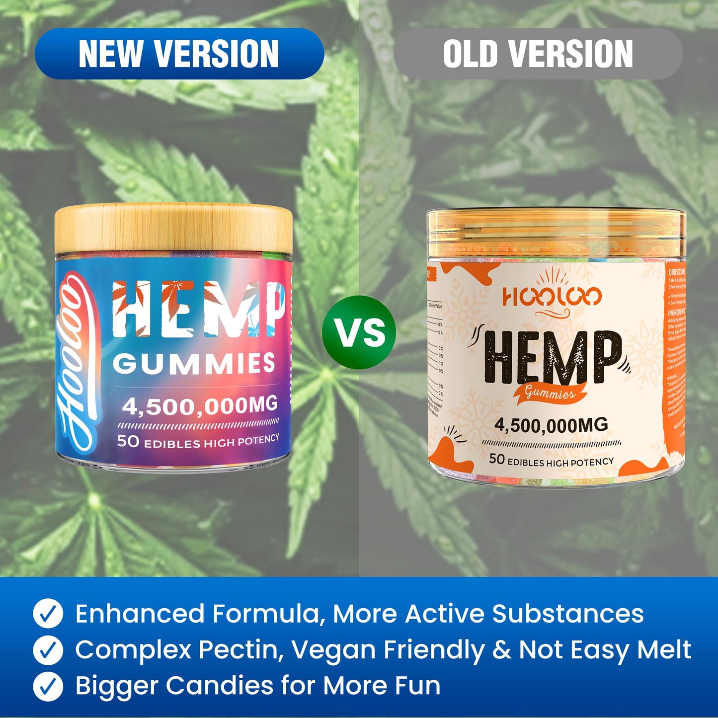 HOOLOO Hemp Gummies for Deep Bedtime Support – 2 Packs, 6 Fruity Flavors, Made in USA