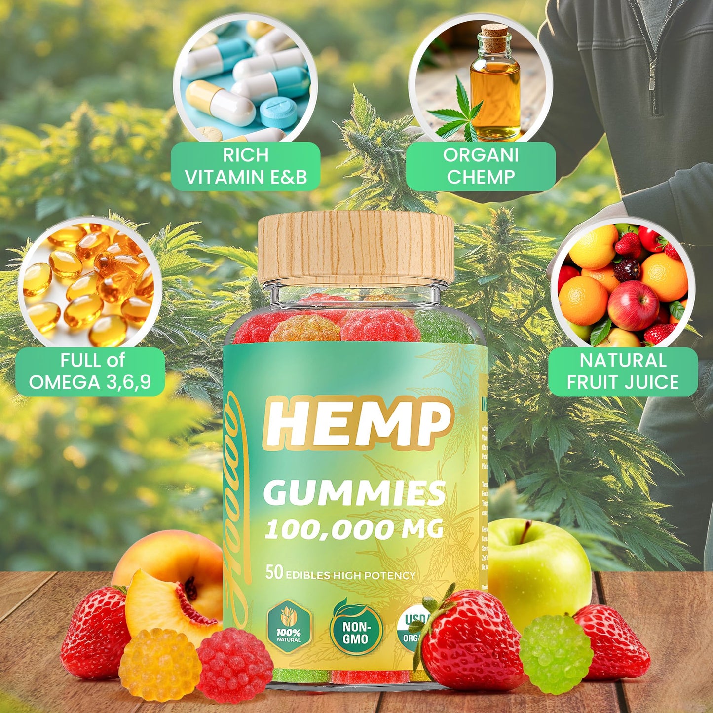 HOOLOO Hemp Gummies 100,000mg – Deep Sleep Support, Discomfort Relief, Made in USA