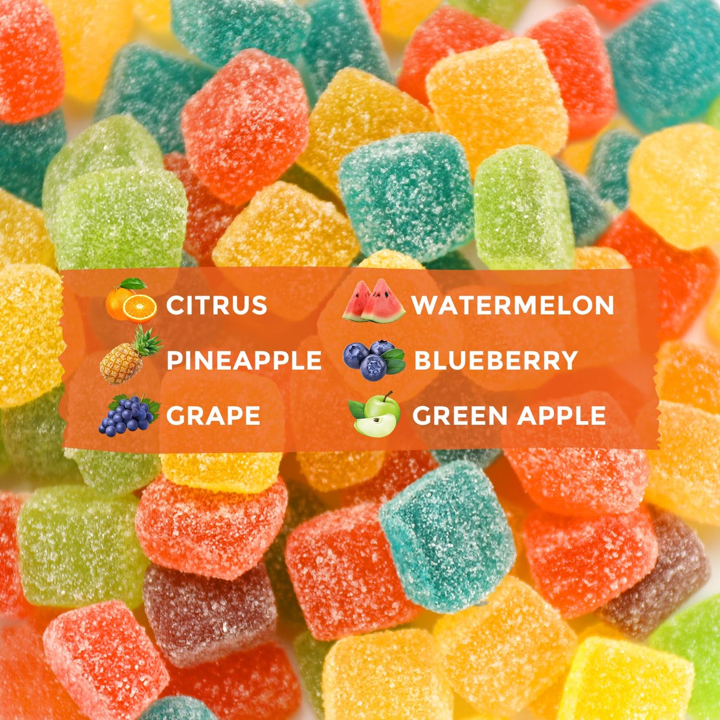 HOOLOO Hemp Gummies Big Cubes Extra Strength for Bedtime Support, Unwind, 2 Packs, 6 Fruity Flavors Chewable Hemp Gummy Vitamins for Adults, Made in USA