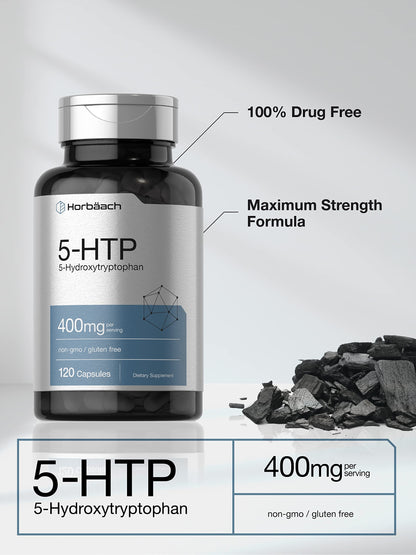 Horbäach 5HTP 400mg Capsules - 120 Count - Non-GMO - Gluten Free