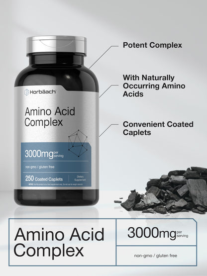 Horbäach Amino Acid Complex 3000mg | 250 Caplets | Non-GMO, Gluten Free Supplement