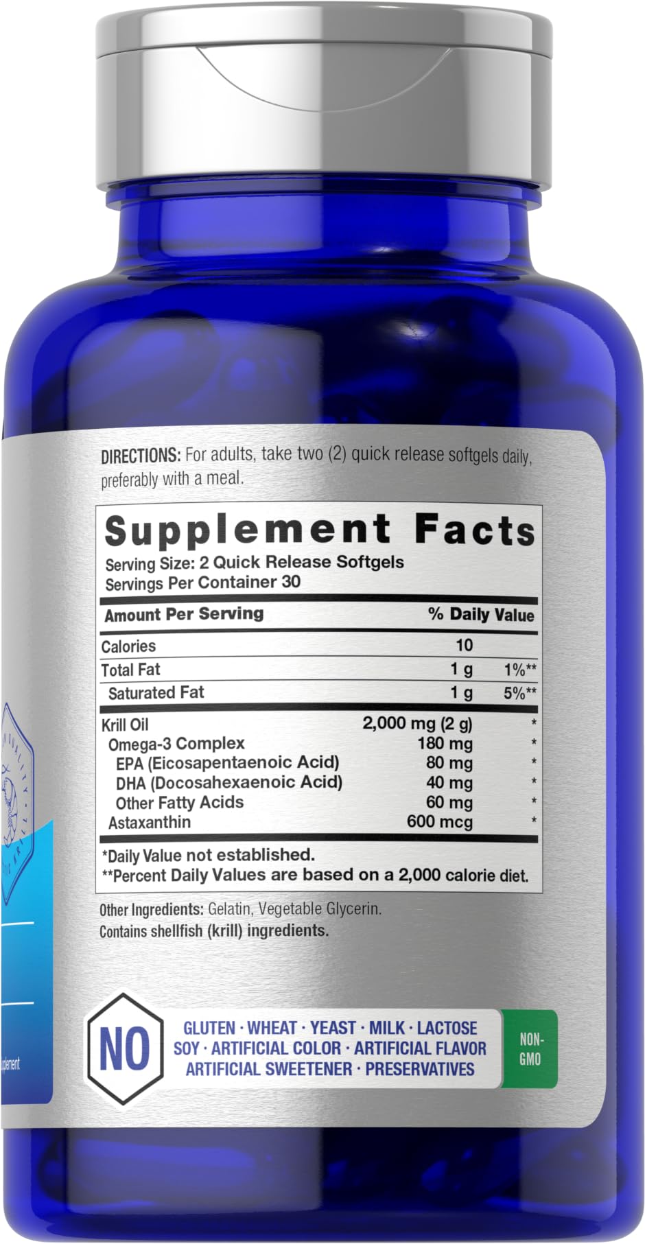 Horbäach Antarctic Krill Oil 2000mg | 60 Softgels | Omega-3 + Astaxanthin | Non-GMO, Gluten Free | Pack of 2