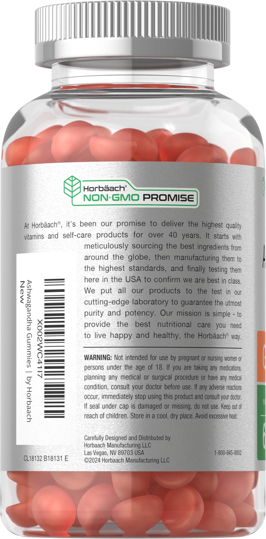 Horbäach Ashwagandha Gummies for Women and Men | 60 Count | Vegan, Non-GMO, Gluten Free Supplement | Tropical Flavor