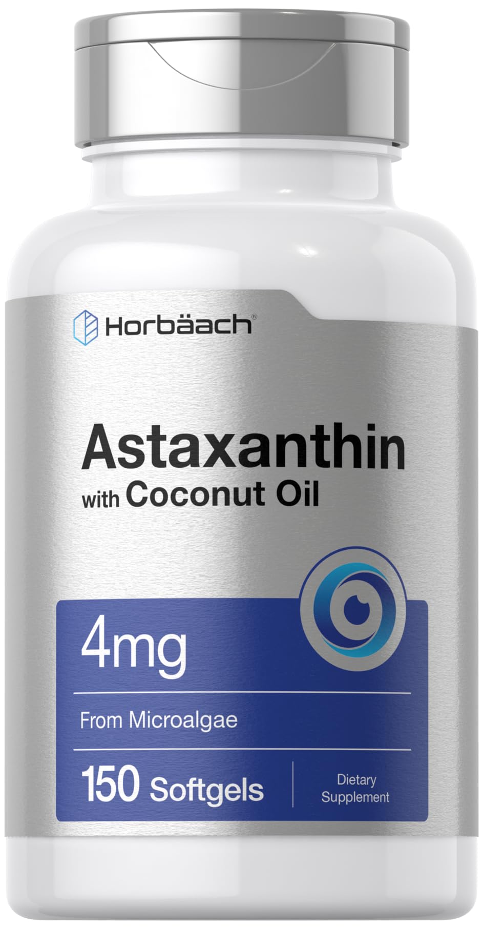 Horbäach Astaxanthin 4mg – 150 Softgels | Microalgae-Derived with Coconut Oil | Non-GMO, Gluten & Soy Free