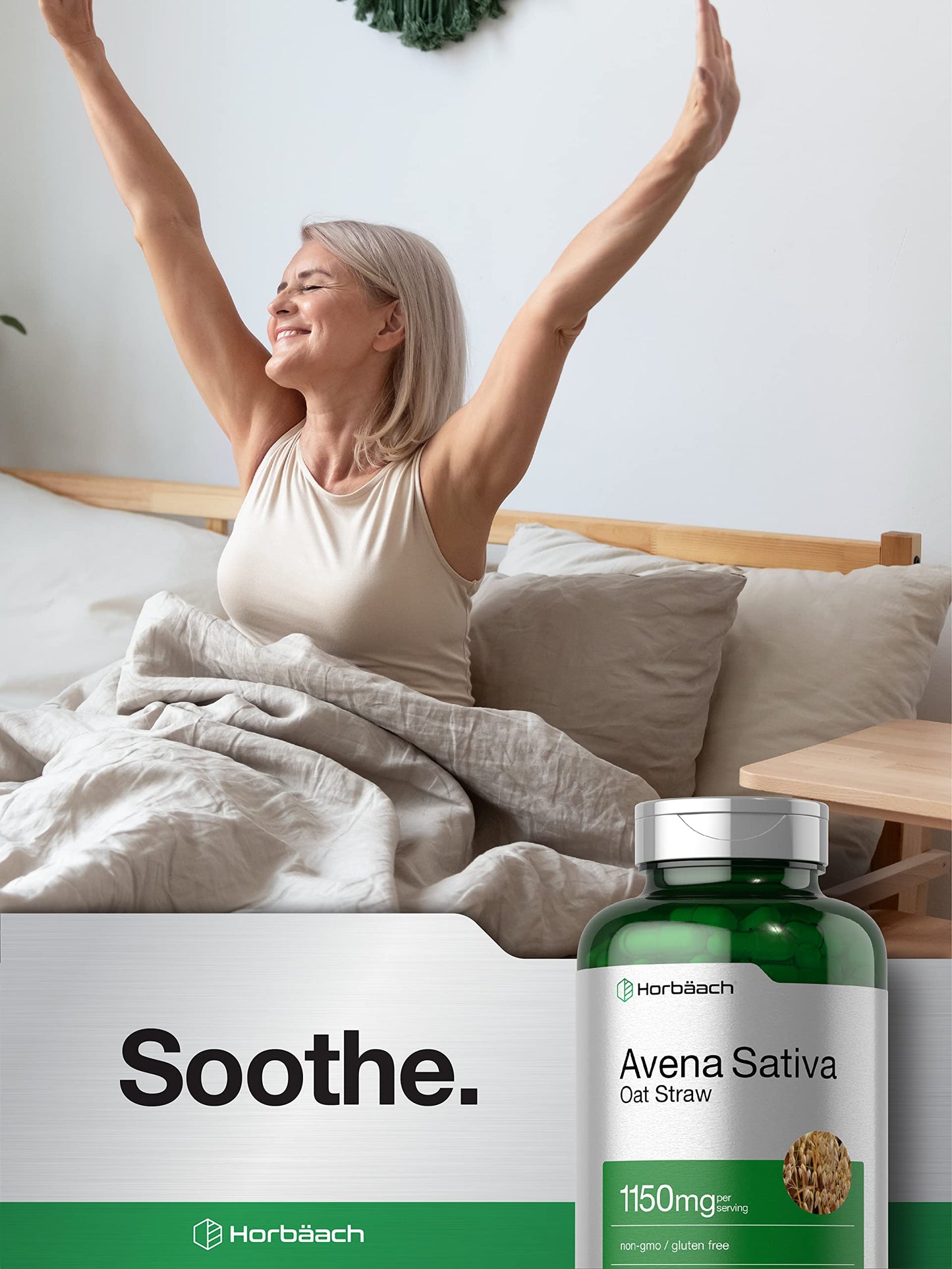 Horbäach Avena Sativa Extract 1150 mg - 200 Capsules | Oat Straw | Non-GMO, Gluten Free