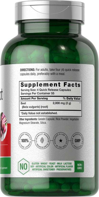 Horbäach Beet Root Powder Capsules – 220 Pills | Non-GMO, Gluten Free